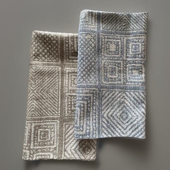 Lot of 2 Kravet Stitch Resist Fabric Samples in Chambray and Cloud 24"x28" - Picture 1 of 5